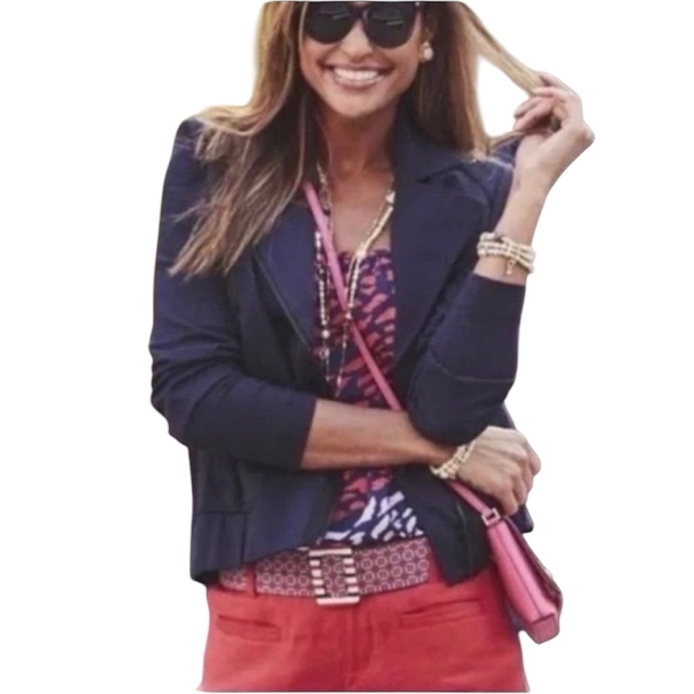 CAbi Chance Moto Jacket Style #5476 Navy Women’s Size XSmall